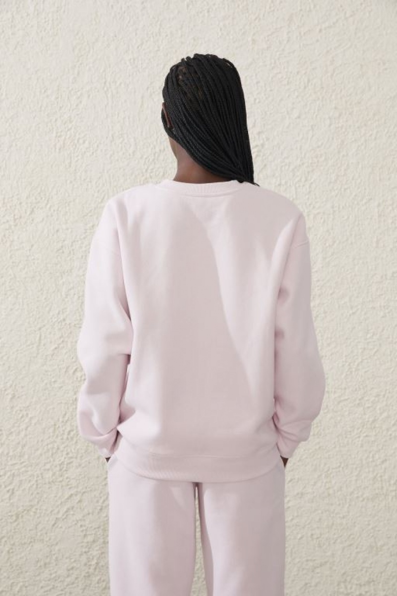 Cotton On Plush Essential Crew Women's Jumpers Pink | 22fu4aZilNp