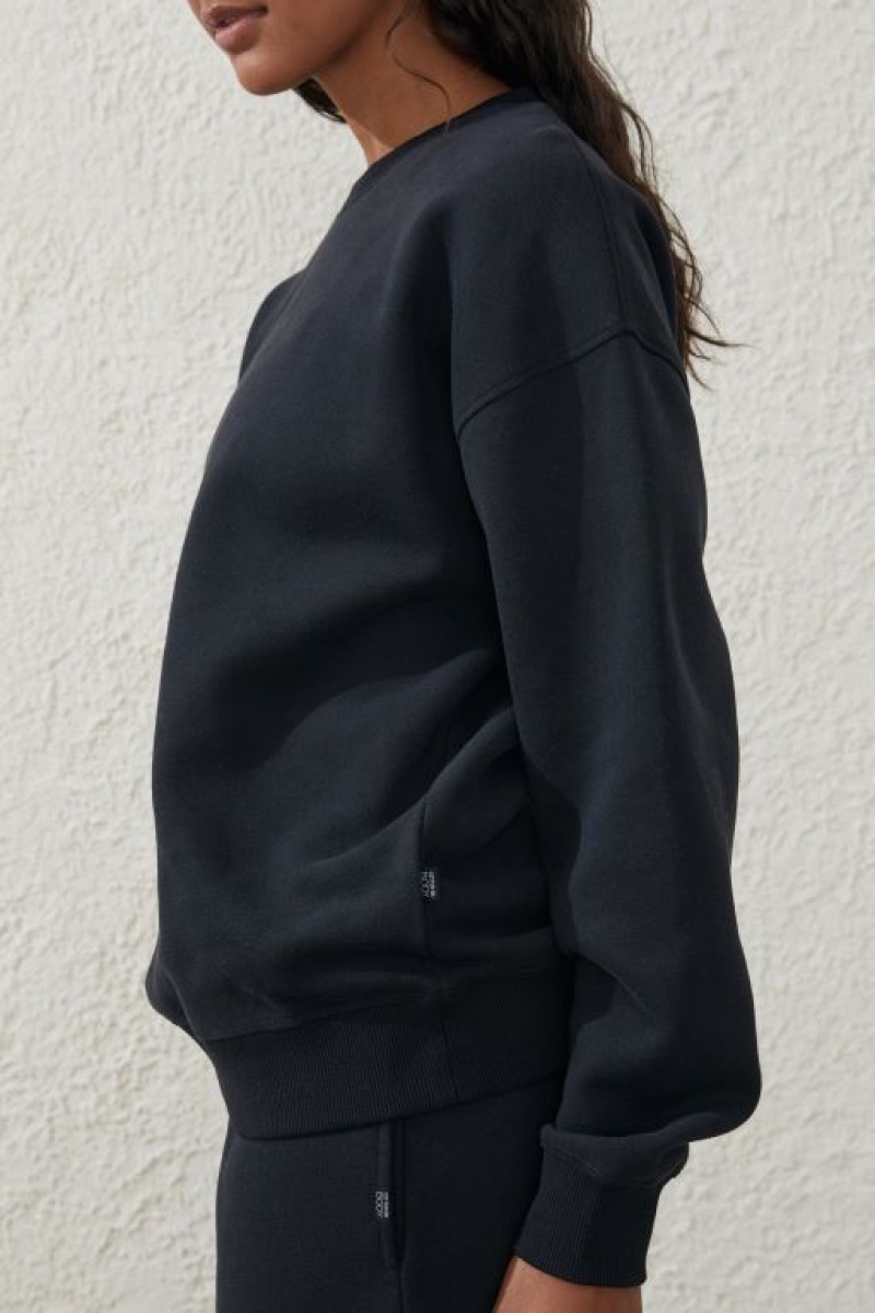 Cotton On Plush Essential Crew Women's Jumpers Black | xCR29EEvSMX