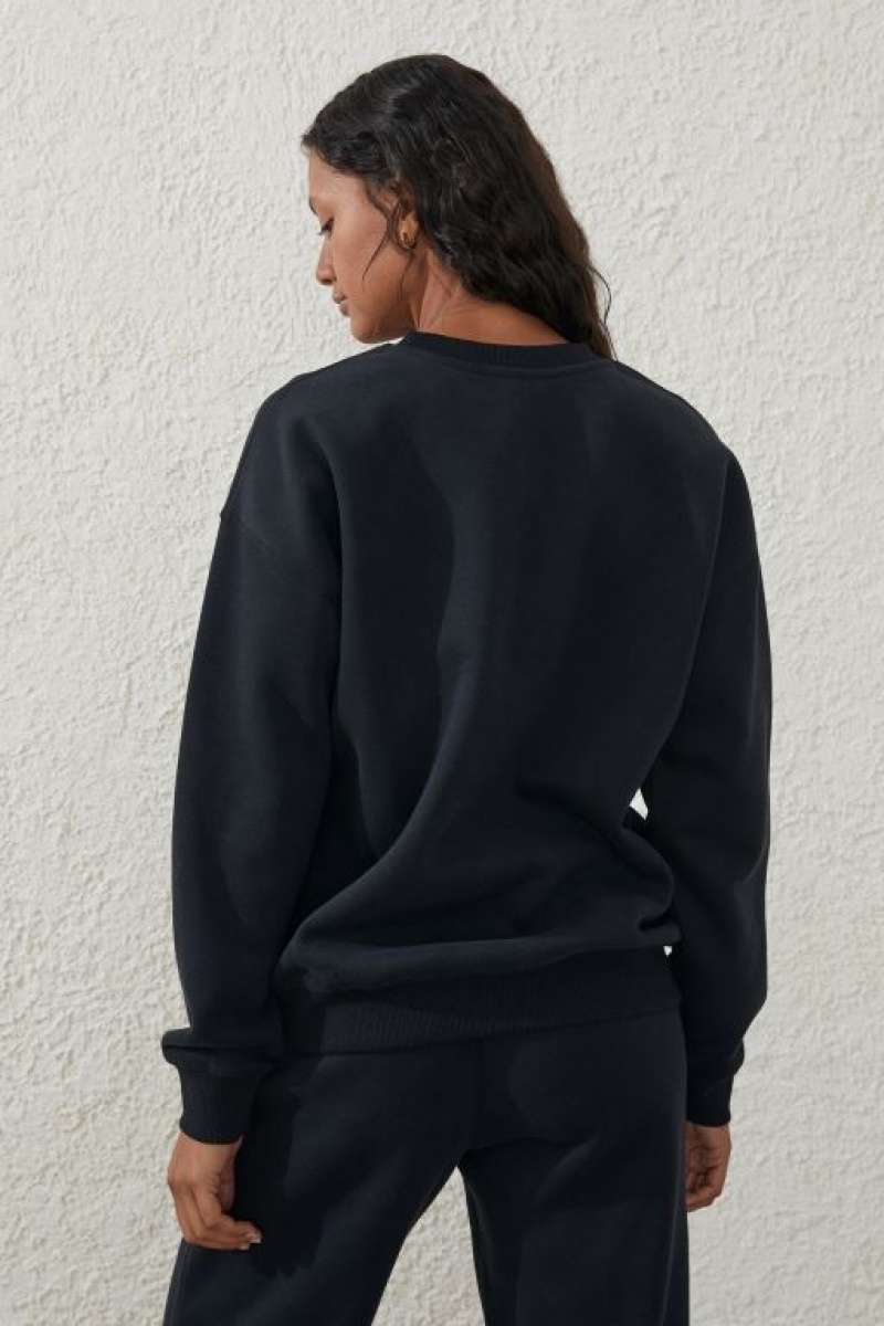 Cotton On Plush Essential Crew Women's Jumpers Black | xCR29EEvSMX