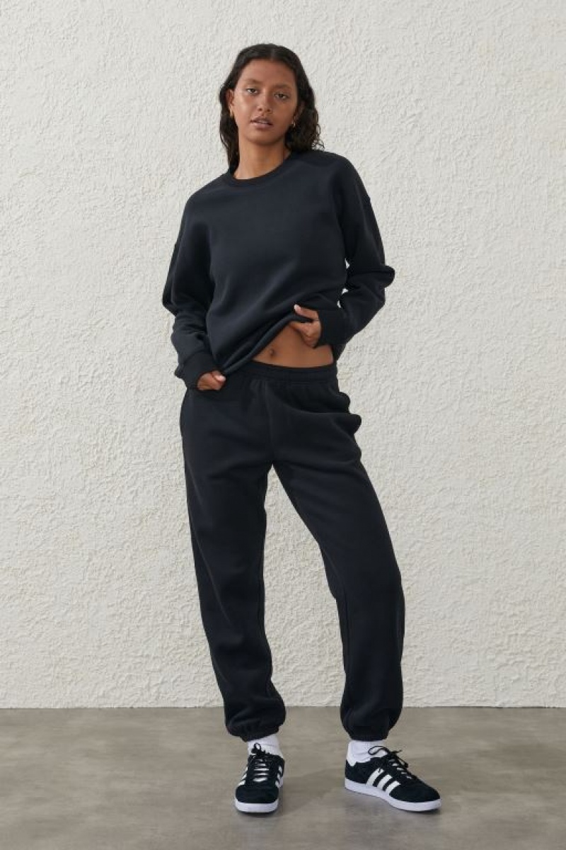 Cotton On Plush Essential Crew Women's Jumpers Black | xCR29EEvSMX