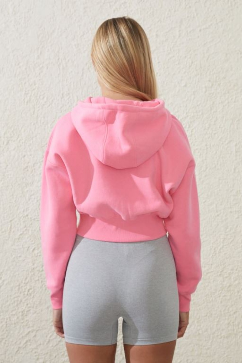 Cotton On Plush Essential Cropped Zip Through Women's Jumpers Neon | 3Xl5ElRLTbo