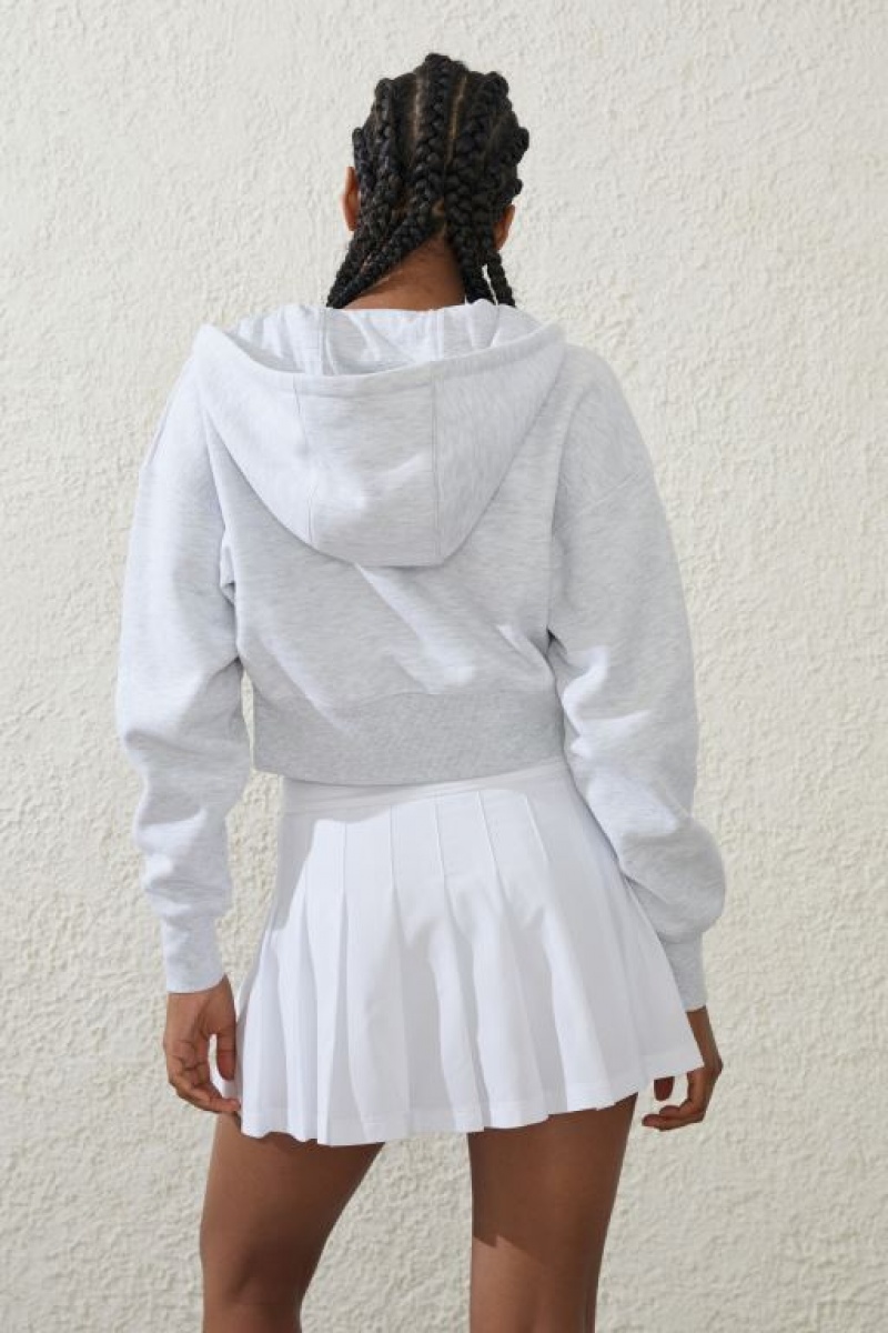 Cotton On Plush Essential Cropped Zip Through Women's Jumpers Grey | aQrrBZv6x1a