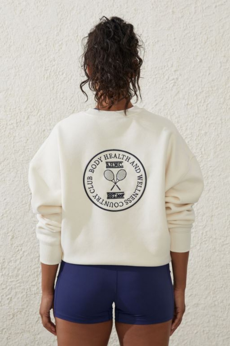 Cotton On Plush Essential Graphic Crew Women's Jumpers Coconut | FBrYUxlhEcC