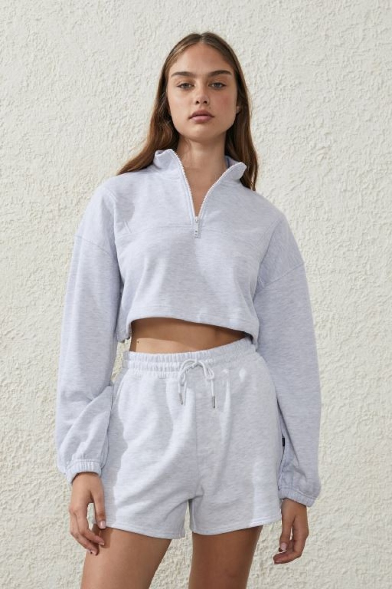 Cotton On Plush Fleece Women's Shorts Grey | Q7PgkroAjMz