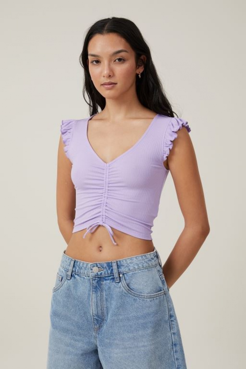 Cotton On Poppy Rouched Front Women\'s Tanks Purple | ev7AuHRIwY4