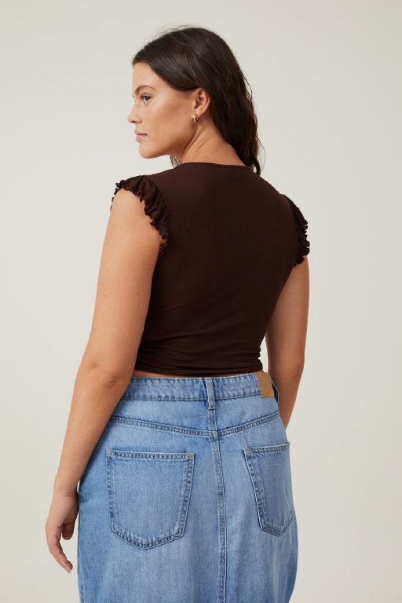 Cotton On Poppy Rouched Front Women's Tanks Dark | dRm8FUurpgD