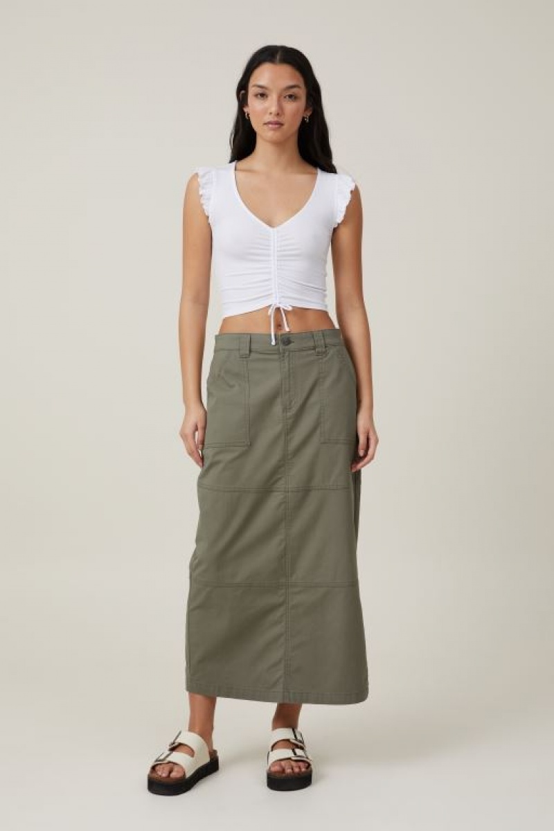 Cotton On Poppy Rouched Front Women's Tanks White | Q9fmAzCpYP9