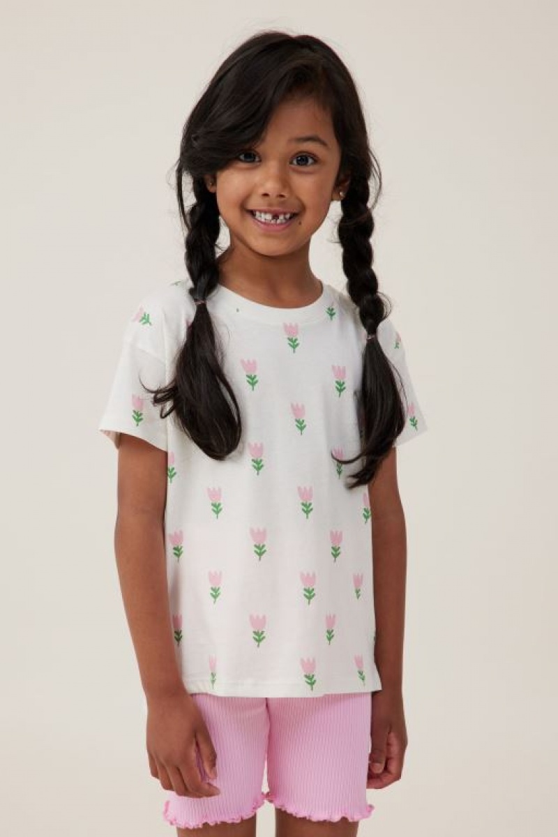 Cotton On Poppy Short Sleeve Print Girls\' T Shirts Light Yellow | iHZHeDG3mvC