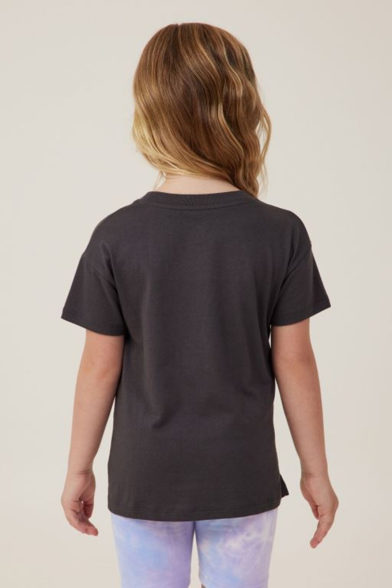 Cotton On Poppy Short Sleeve Print Girls' T Shirts Phantom | CrqwVKJT3eE