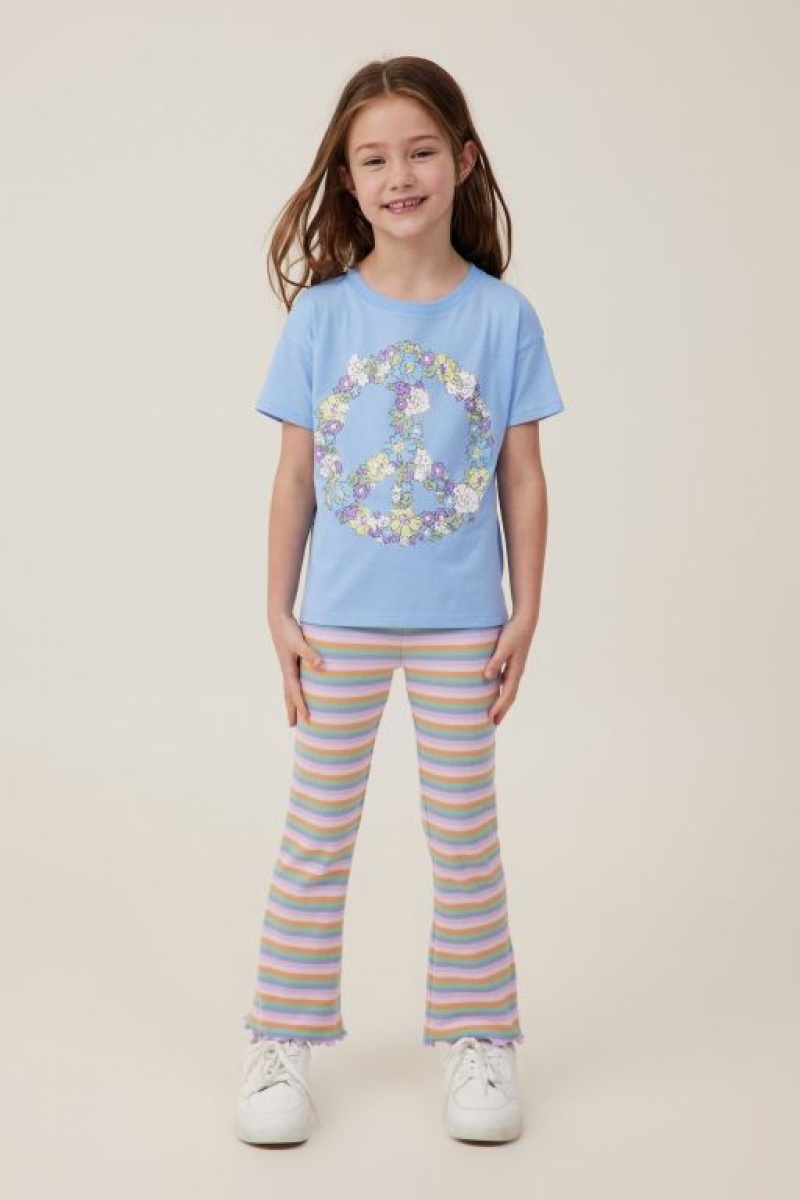 Cotton On Poppy Short Sleeve Print Girls' T Shirts Blue | TVNpC44FDuh