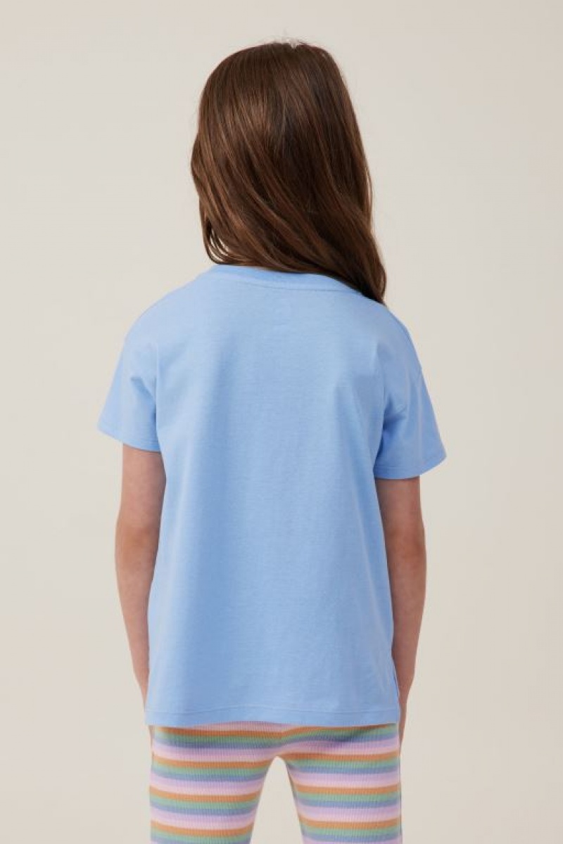 Cotton On Poppy Short Sleeve Print Girls' T Shirts Blue | TVNpC44FDuh