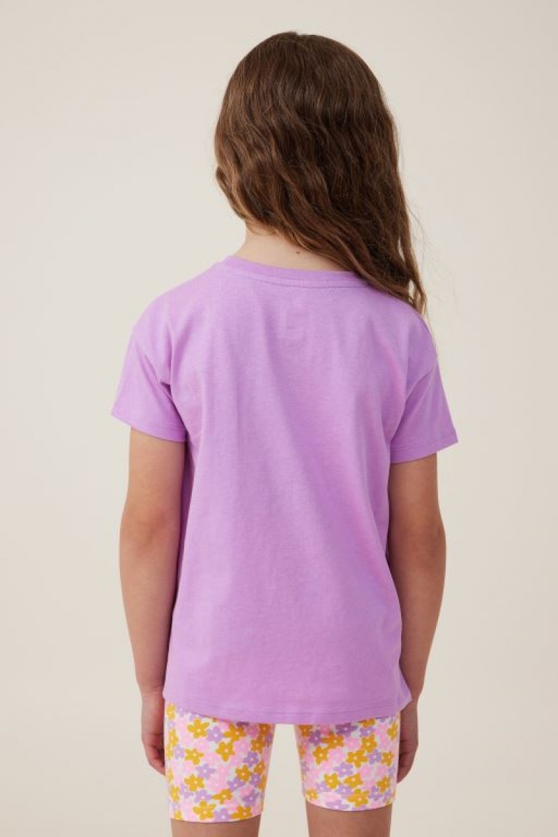 Cotton On Poppy Short Sleeve Print Girls' T Shirts Lavender | uoH3Bkjhd2M