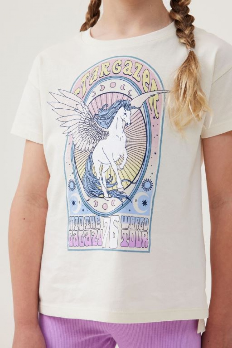 Cotton On Poppy Short Sleeve Print Girls' T Shirts Light Yellow | 6Xw8HIGJ9UG