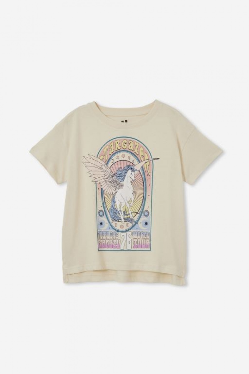 Cotton On Poppy Short Sleeve Print Girls' T Shirts Light Yellow | 6Xw8HIGJ9UG