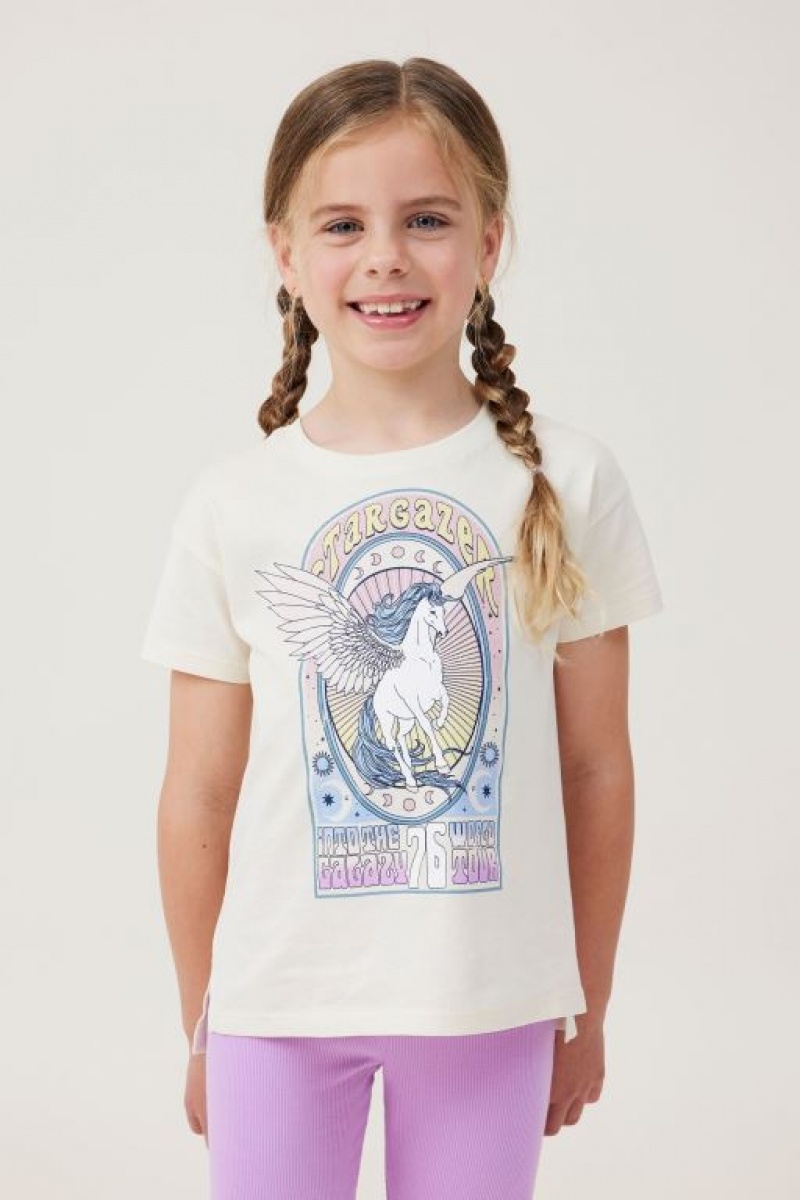 Cotton On Poppy Short Sleeve Print Girls\' T Shirts Light Yellow | 6Xw8HIGJ9UG