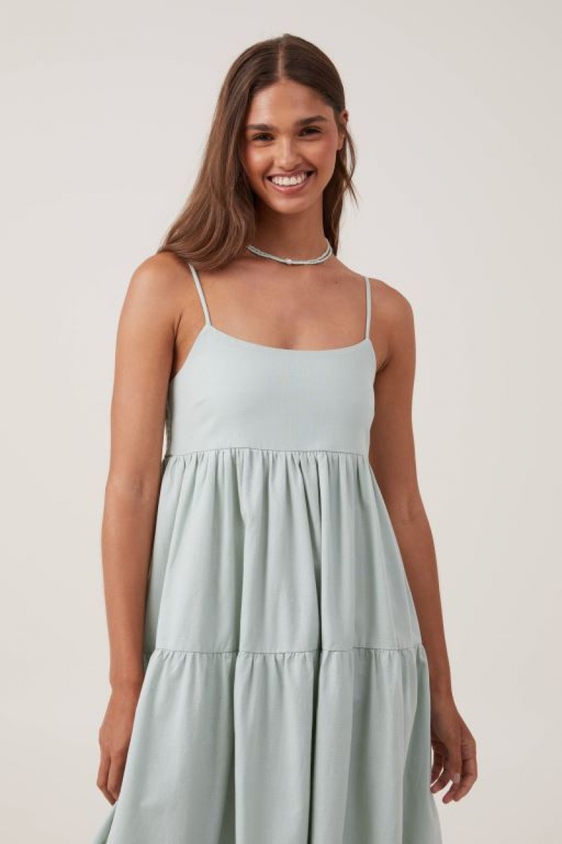 Cotton On Poppy Tiered Women's Maxi Dress Green | 8IMRLWswcj6