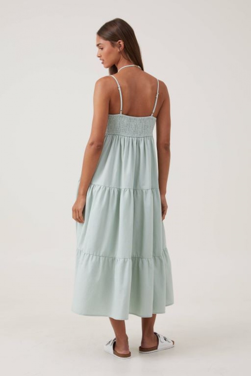 Cotton On Poppy Tiered Women's Maxi Dress Green | 8IMRLWswcj6