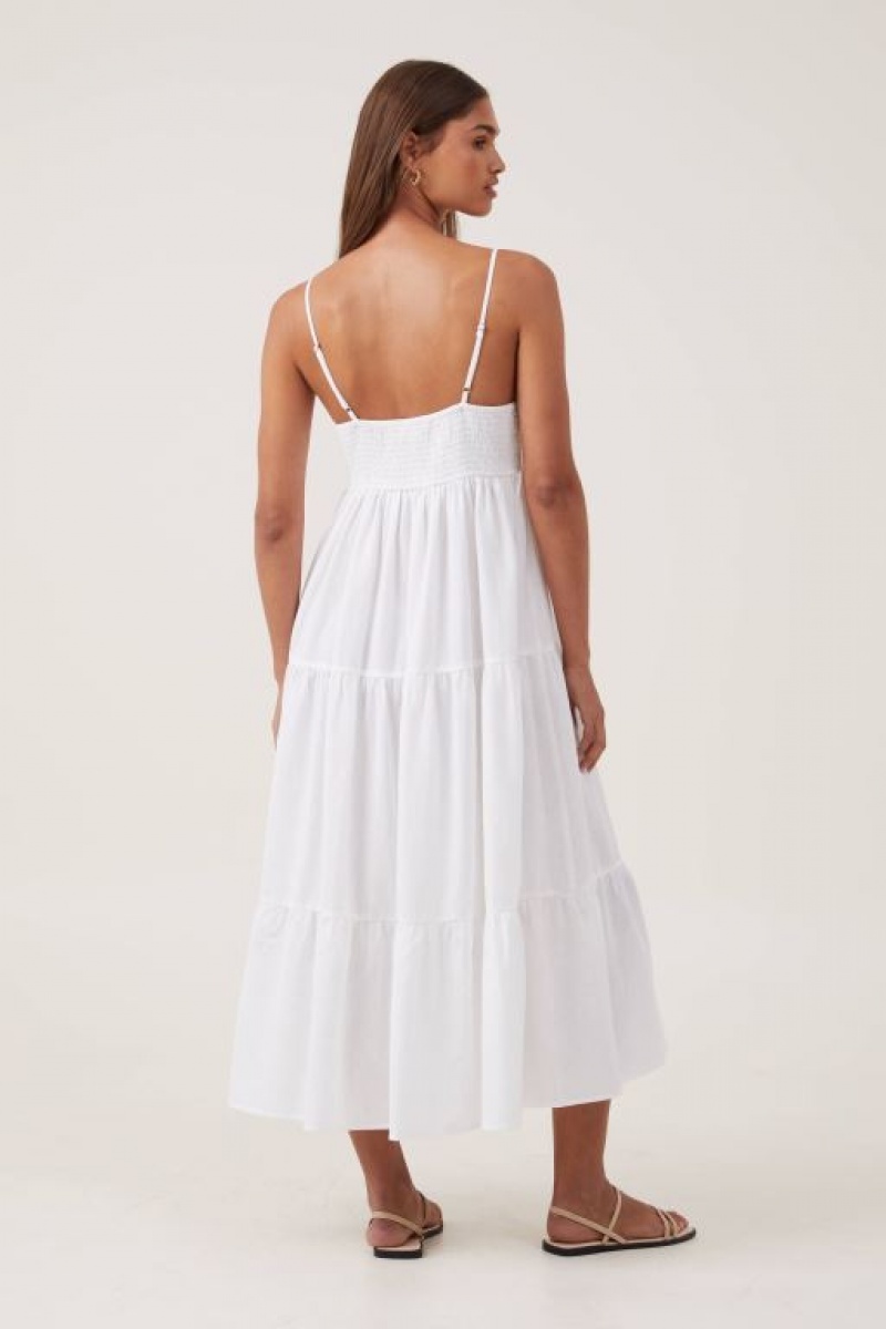 Cotton On Poppy Tiered Women's Maxi Dress White | 9kMjwJnStfR