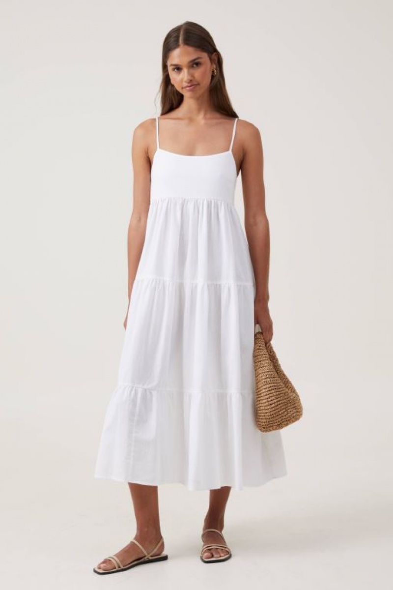 Cotton On Poppy Tiered Women\'s Maxi Dress White | 9kMjwJnStfR