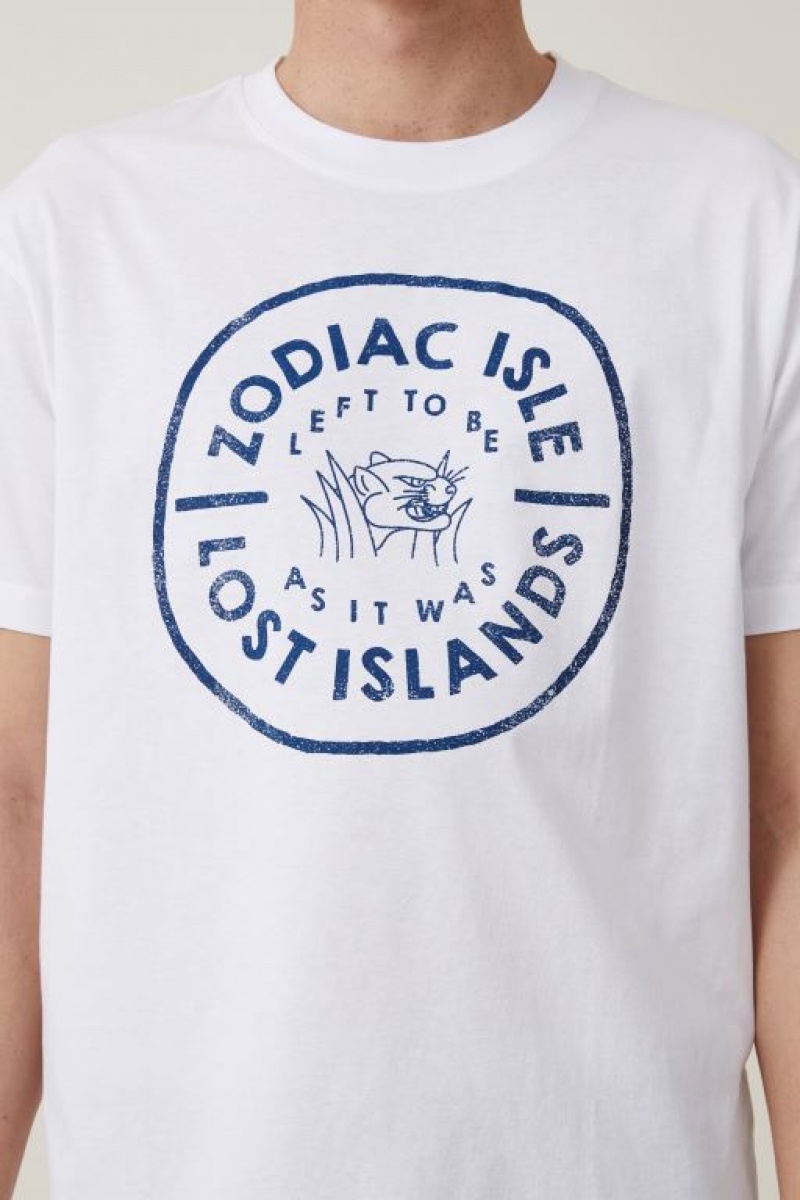 Cotton On Premium Loose Fit Art Men's Graphic T-Shirts White | Kl6cQW3ZxSp
