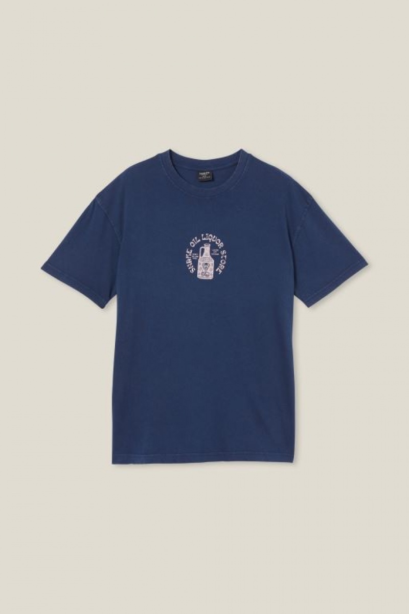 Cotton On Premium Loose Fit Art Men's Graphic T-Shirts Indigo / Snake | Me9N9W2N5sP