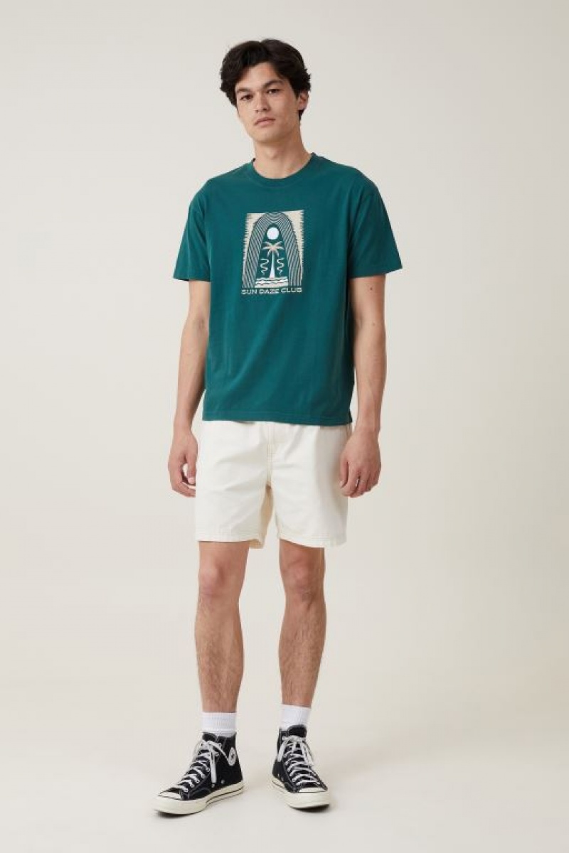 Cotton On Premium Loose Fit Art Men's Graphic T-Shirts Evergreen | N9IsPPeSfdu