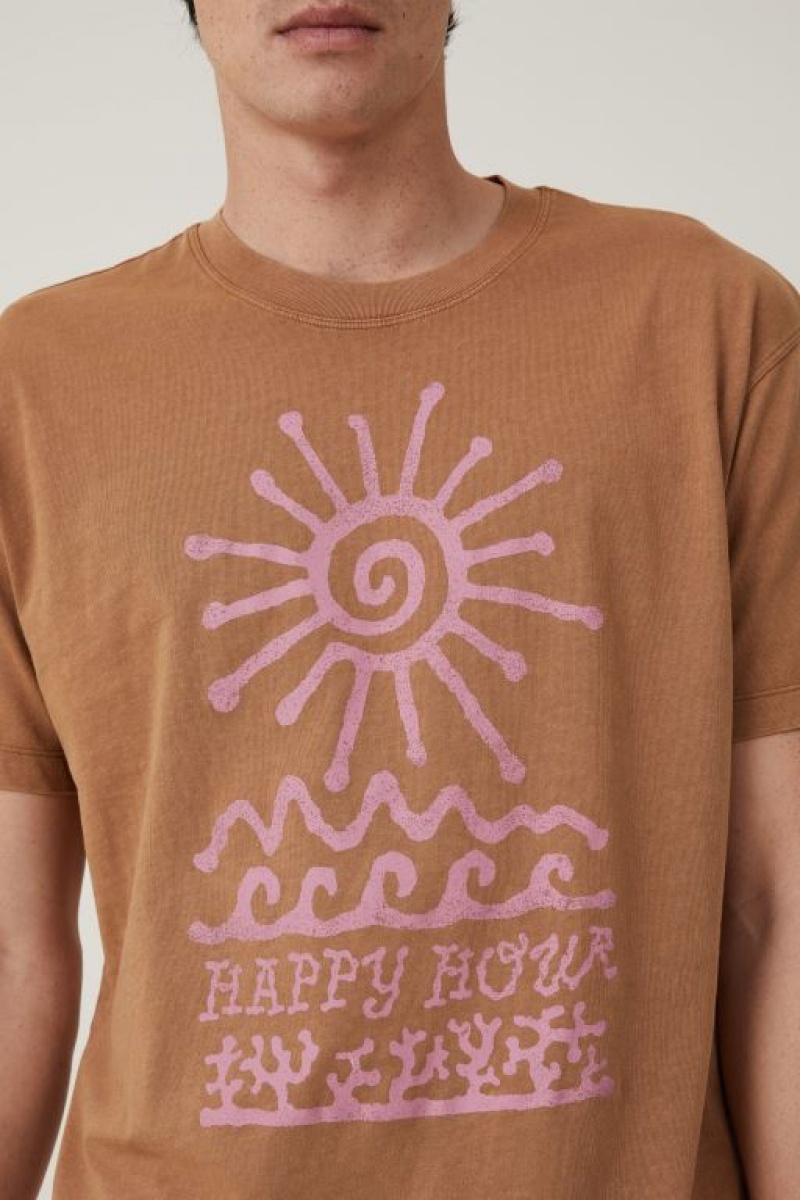 Cotton On Premium Loose Fit Art Men's Graphic T-Shirts Almond | mgZt0ThoJvd