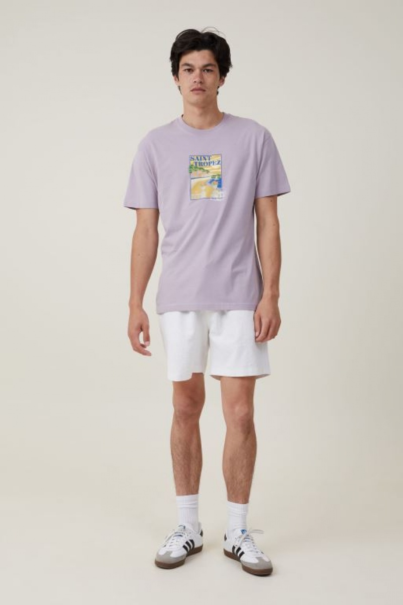 Cotton On Premium Loose Fit Art Men's Graphic T-Shirts Lavender | eXolRht6OIb