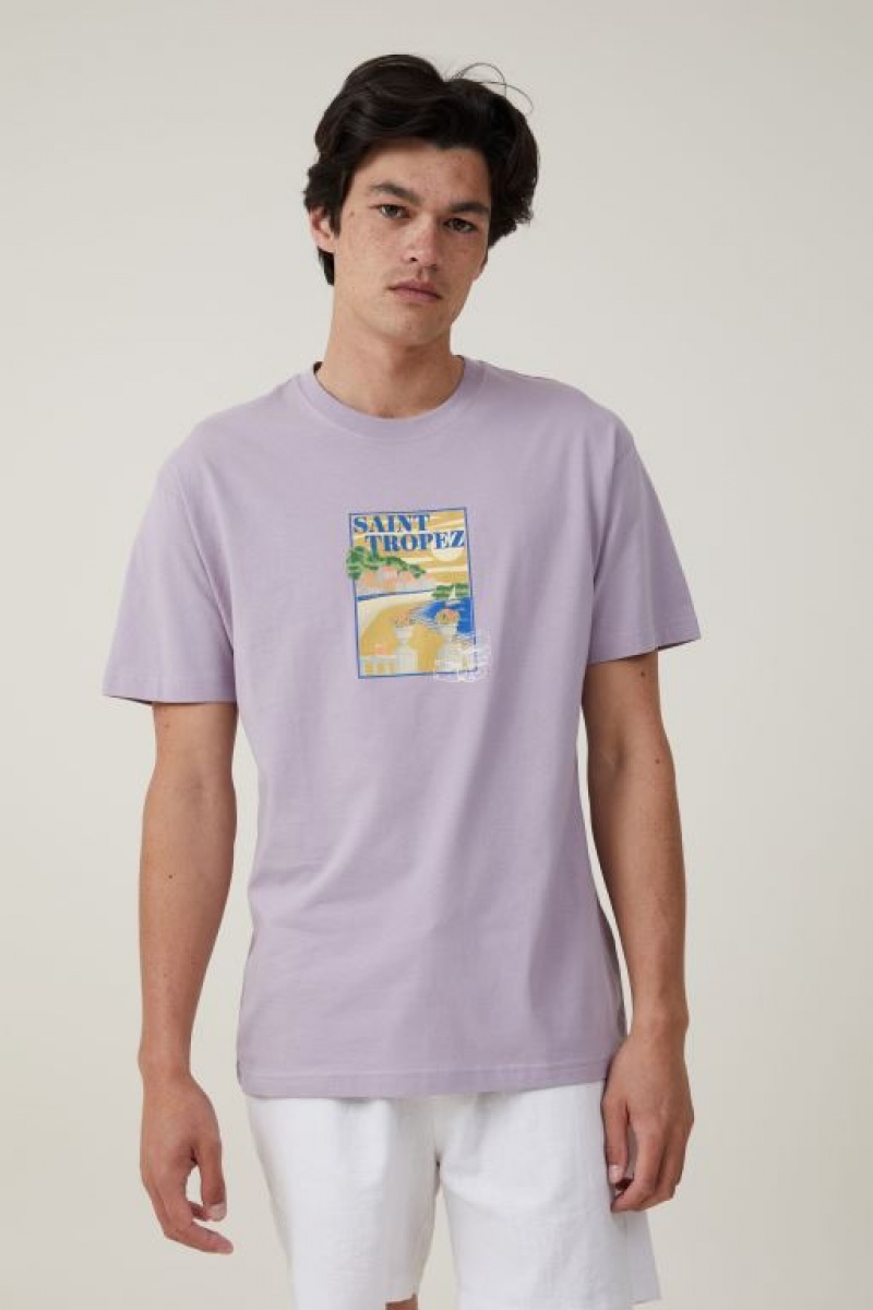 Cotton On Premium Loose Fit Art Men\'s Graphic T-Shirts Lavender | eXolRht6OIb