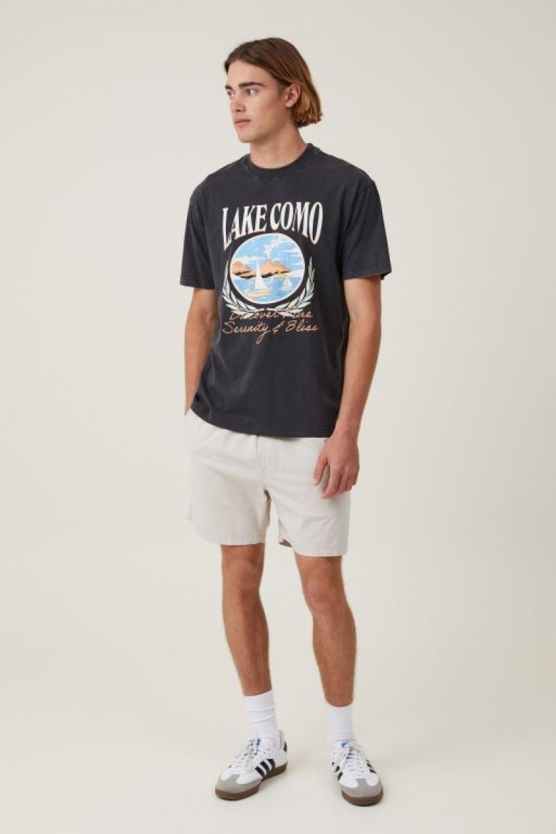 Cotton On Premium Loose Fit Art Men's Graphic T-Shirts Black | PFCAlOSUklD