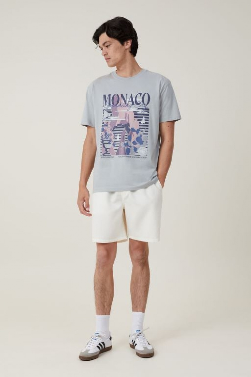 Cotton On Premium Loose Fit Art Men's Graphic T-Shirts Blue | MCuOeZV4qWt