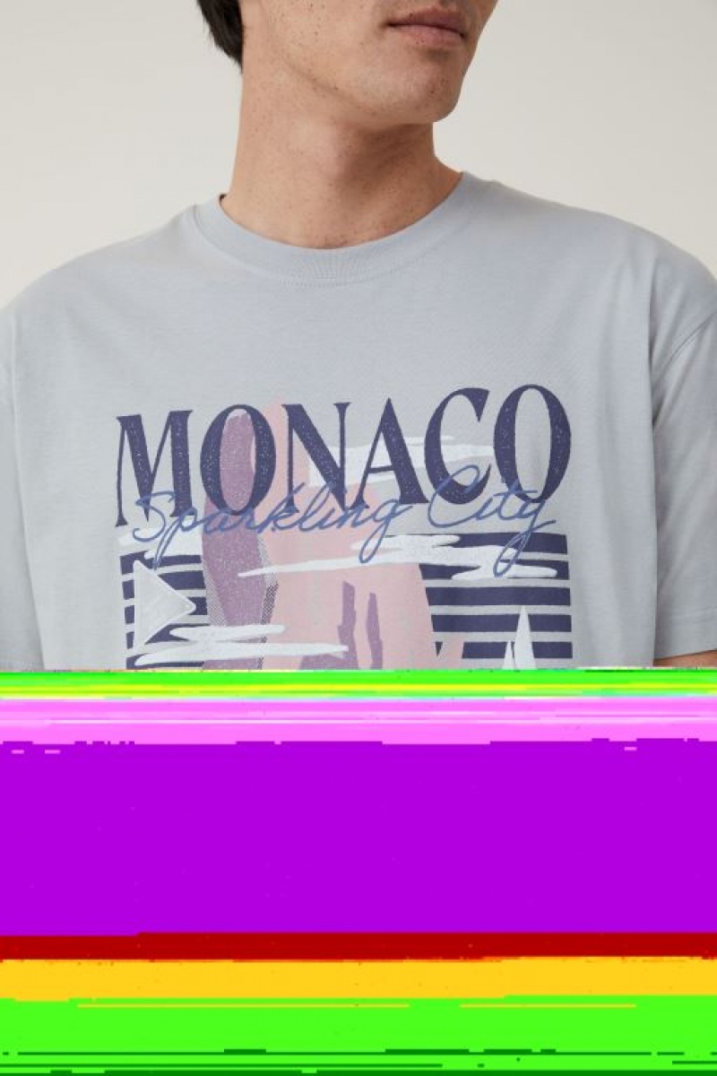 Cotton On Premium Loose Fit Art Men's Graphic T-Shirts Blue | MCuOeZV4qWt