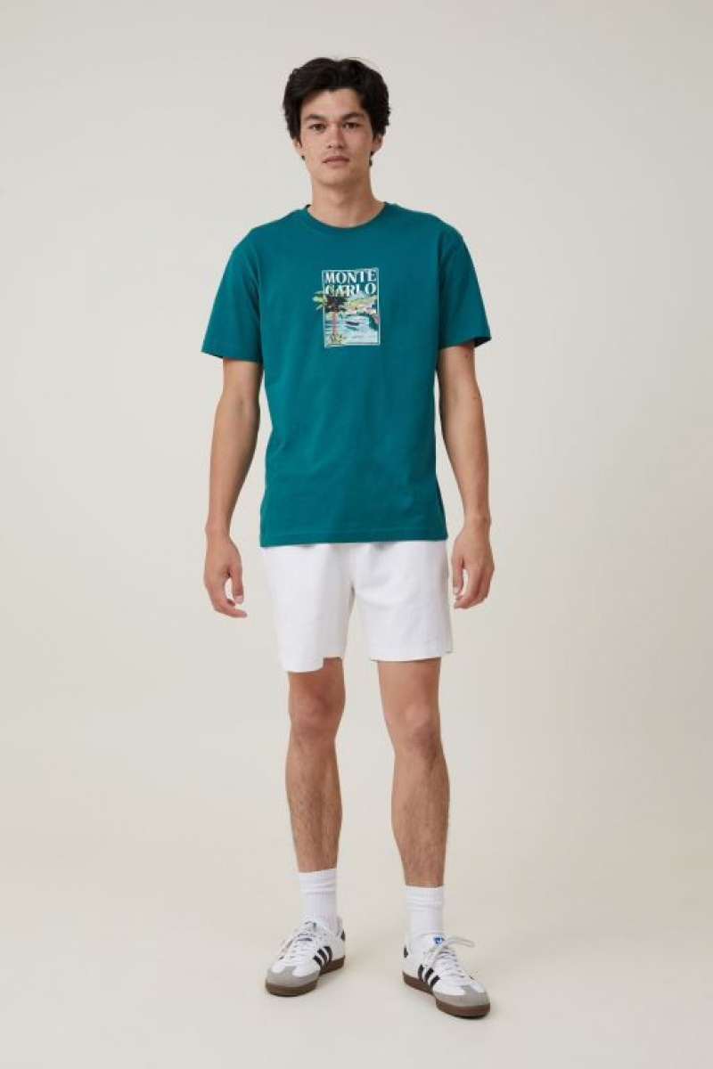 Cotton On Premium Loose Fit Art Men's Graphic T-Shirts Turquoise | dREqSzpu5oc