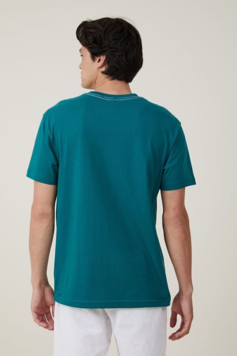 Cotton On Premium Loose Fit Art Men's Graphic T-Shirts Turquoise | dREqSzpu5oc