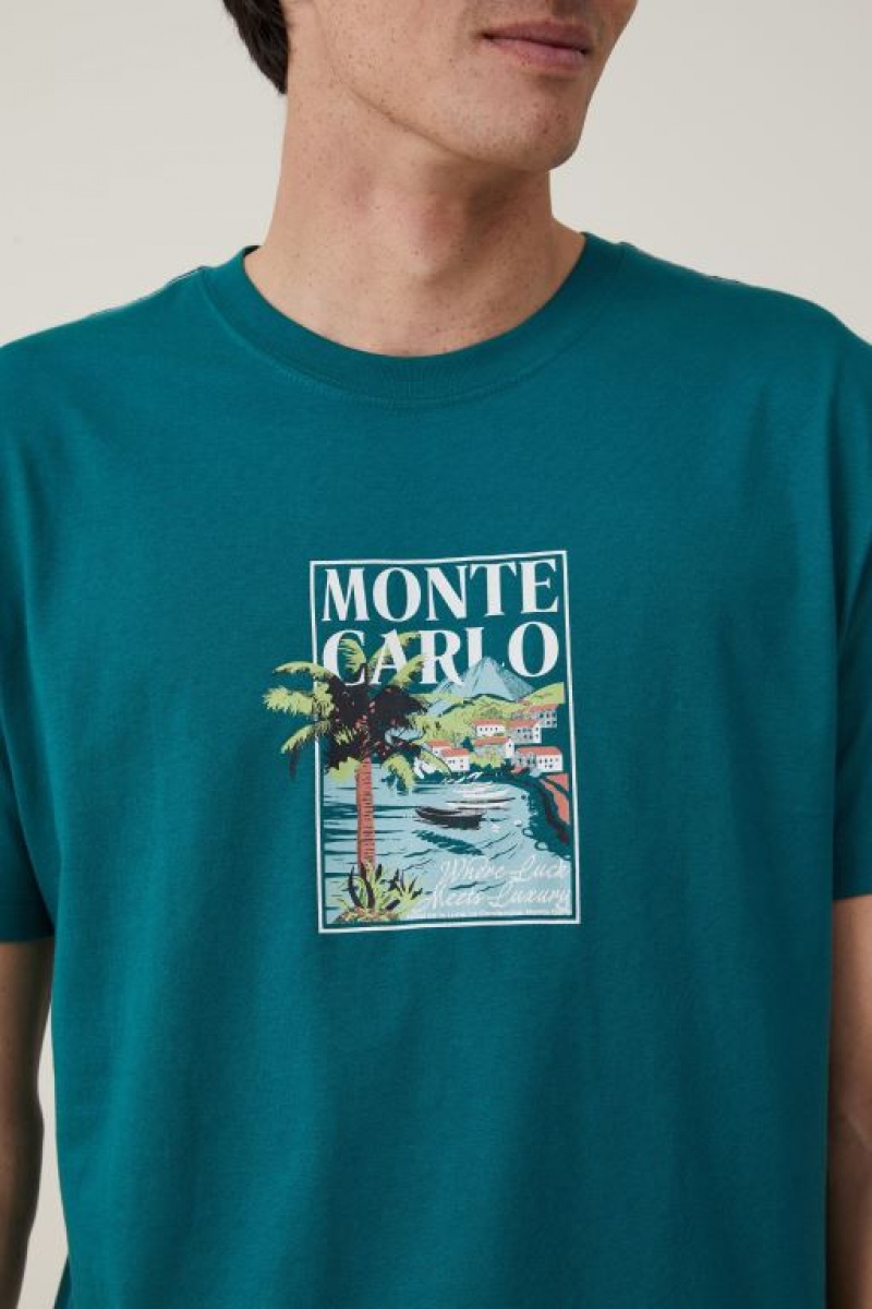 Cotton On Premium Loose Fit Art Men's Graphic T-Shirts Turquoise | dREqSzpu5oc