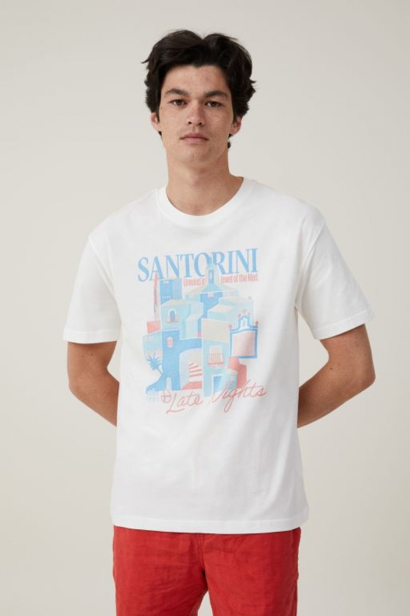Cotton On Premium Loose Fit Art Men\'s Graphic T-Shirts White | N4nHjjpIJXy