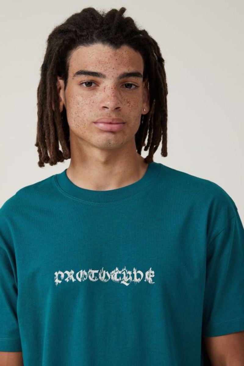 Cotton On Premium Loose Fit Art Men's Graphic T-Shirts Turquoise | UEBjf7mXSfZ