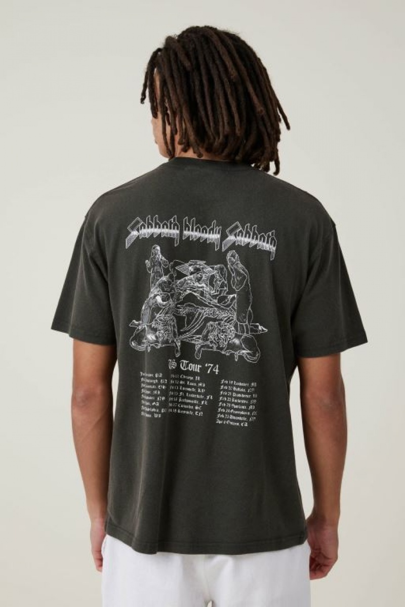 Cotton On Premium Loose Fit Music Men's Graphic T-Shirts Black / Black | RufQmG17yvx
