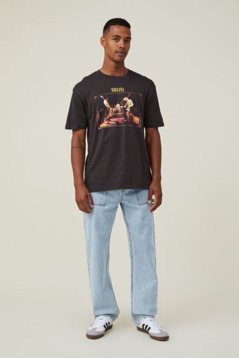 Cotton On Premium Loose Fit Music Men's Graphic T-Shirts Black | 8D9QUZHYuqQ