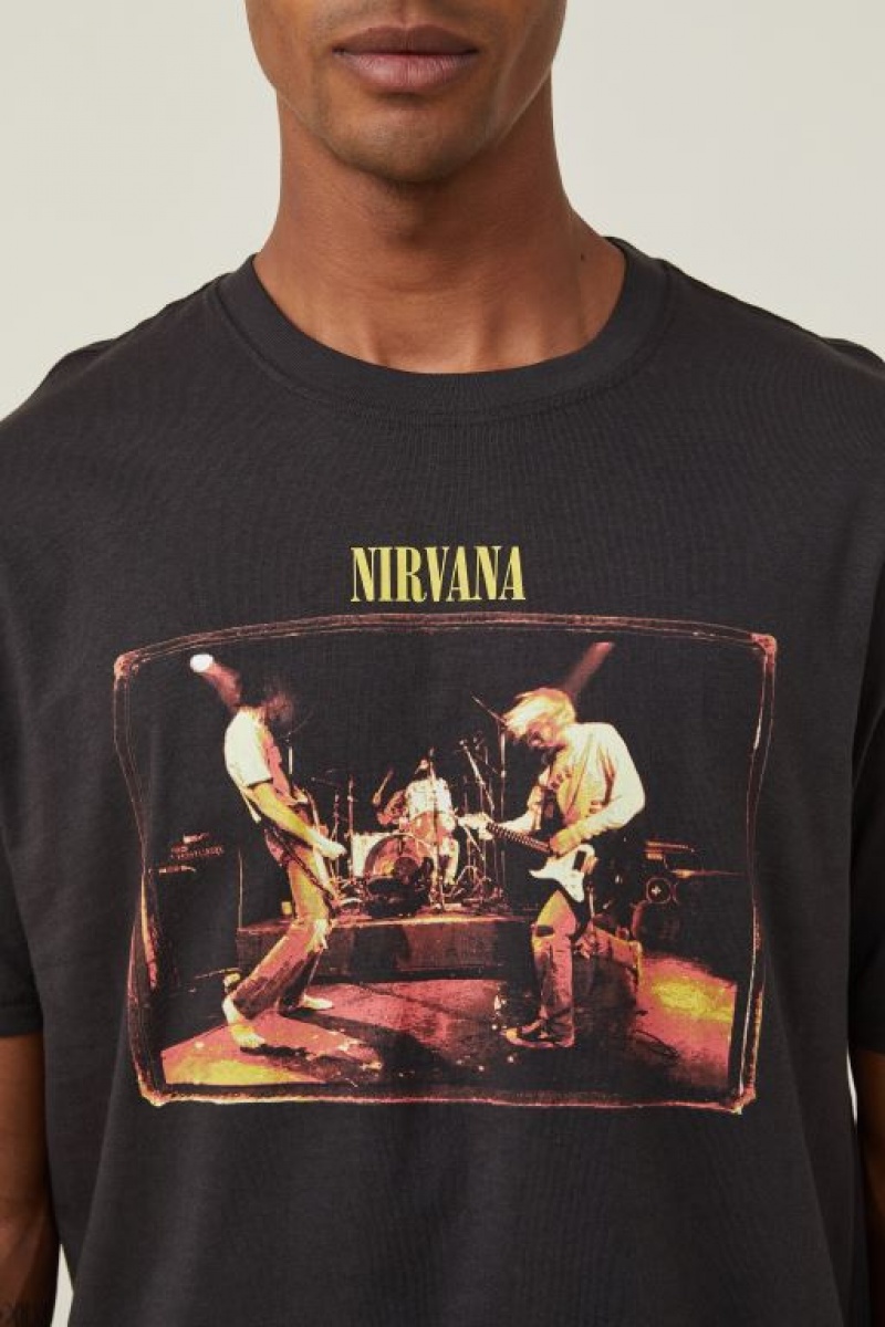 Cotton On Premium Loose Fit Music Men's Graphic T-Shirts Black | 8D9QUZHYuqQ