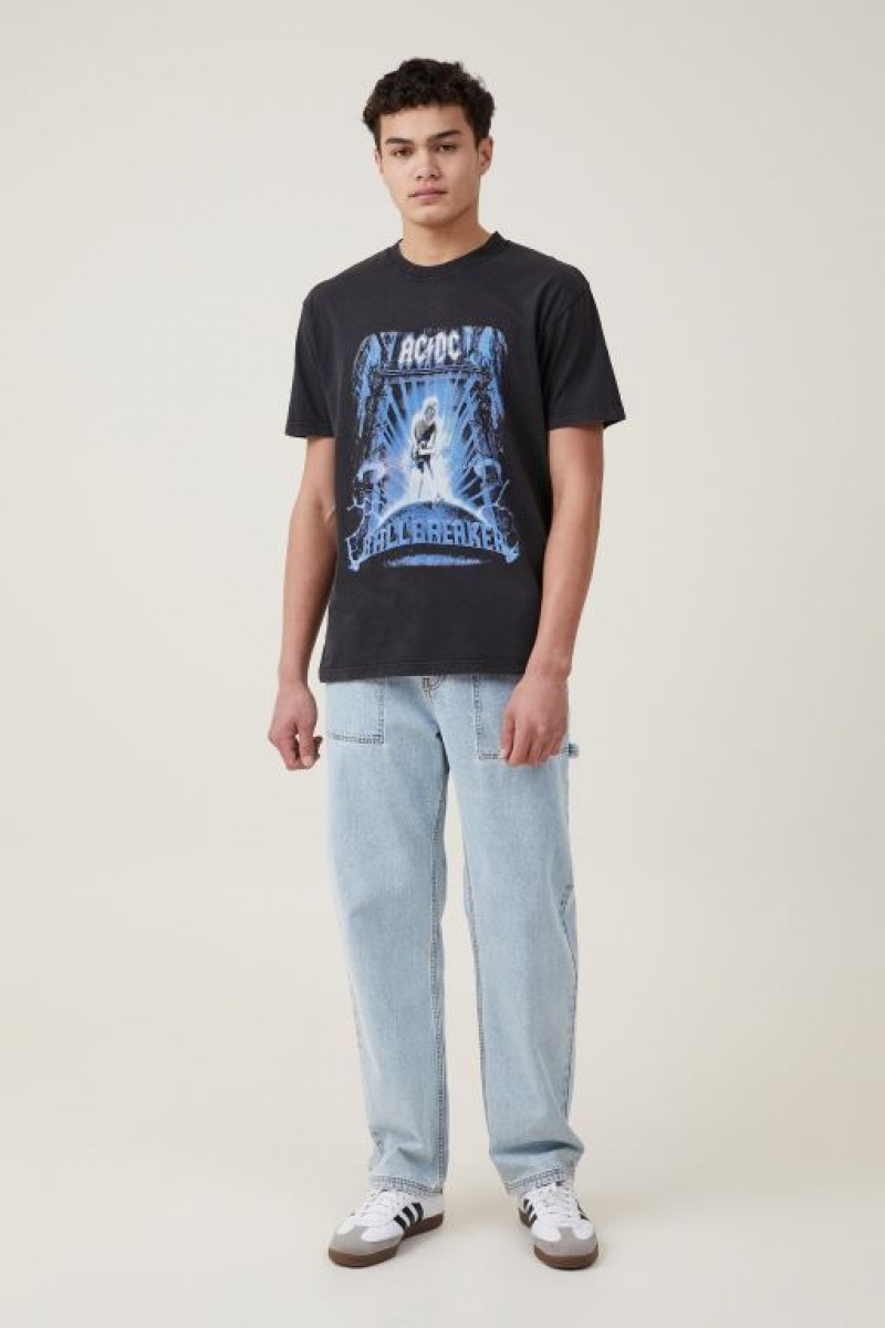 Cotton On Premium Loose Fit Music Men's Graphic T-Shirts Black | d32Q03mbdiH