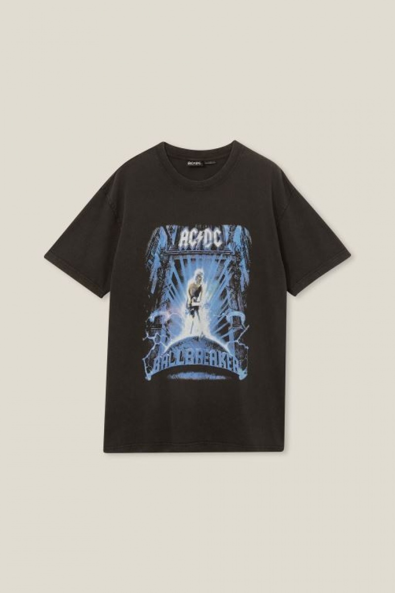 Cotton On Premium Loose Fit Music Men's Graphic T-Shirts Black | d32Q03mbdiH