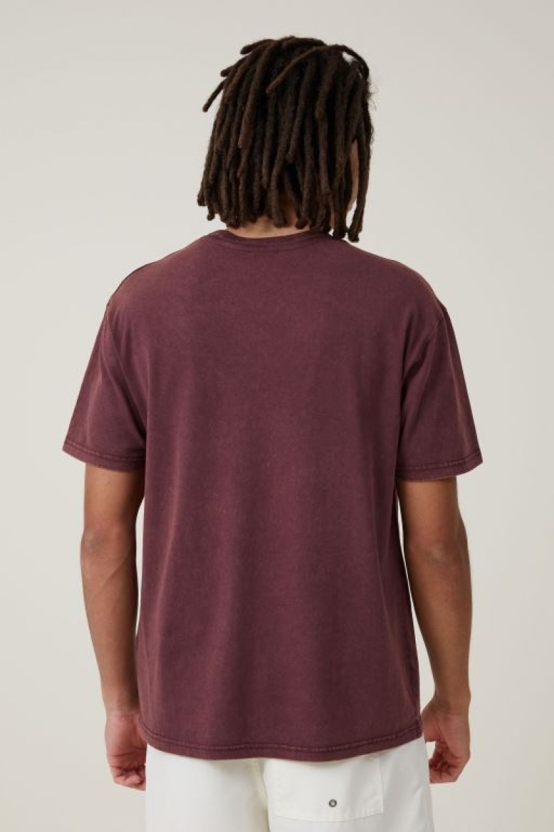 Cotton On Premium Loose Fit Music Men's Graphic T-Shirts Burgundy | MsEzEmShgXy