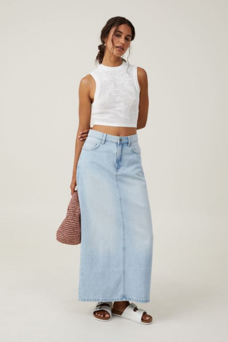 Cotton On Pressed Flower Sheer Knit Tank Women's Knitwear White | eqISz9dnP72