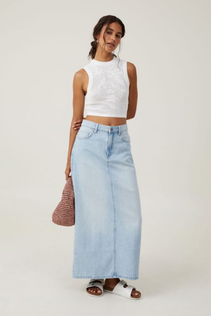 Cotton On Pressed Flower Sheer Knit Women's Tanks White | Judmc081gQP