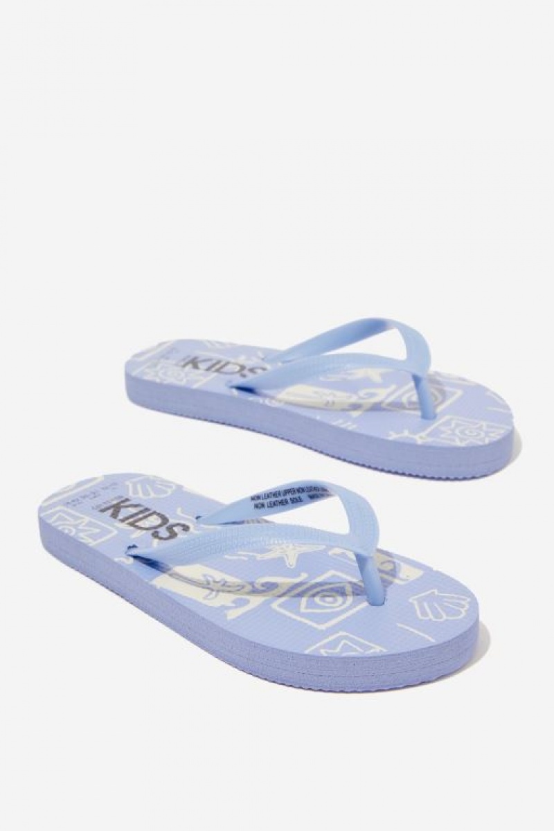 Cotton On Printed Flip Flop Girls\' Sandals Blue | OnICC6zHQjv