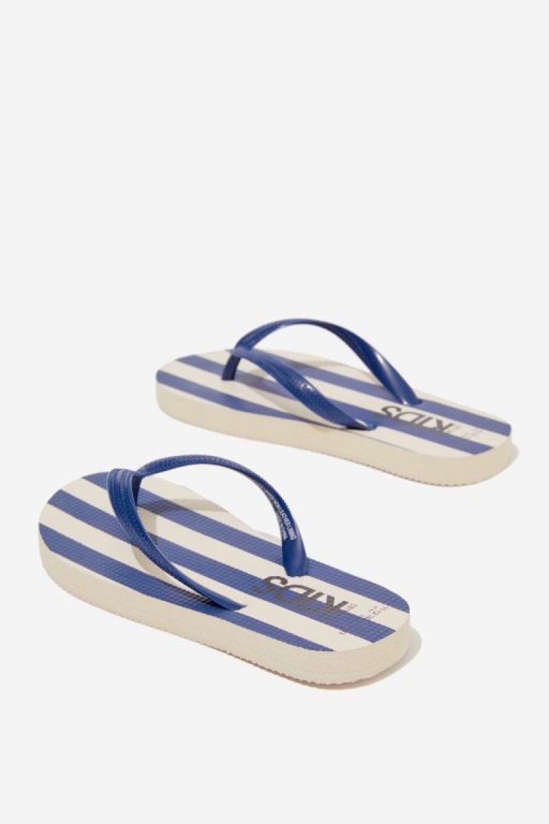 Cotton On Printed Flip Flop Girls' Sandals Stripes / Navy | 14LglJUgb5E