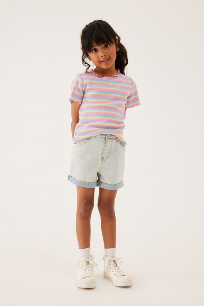 Cotton On Raya Rib Baby Girls' T Shirts Multicolor Stripes | mPkaSMqYZ4K