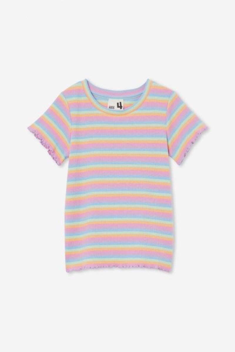 Cotton On Raya Rib Baby Girls' T Shirts Multicolor Stripes | mPkaSMqYZ4K
