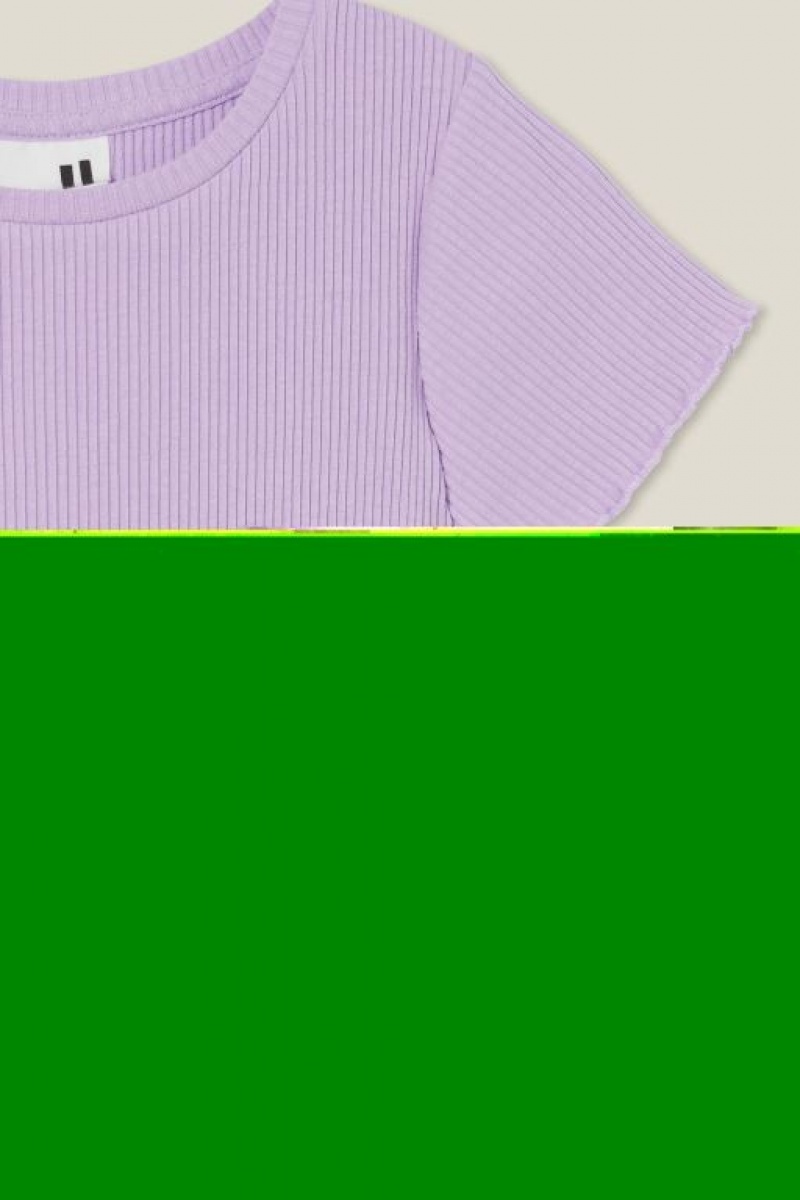 Cotton On Raya Rib Baby Girls' T Shirts Purple | yyObZJrVIFq
